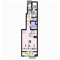 ヴィラノールI ワンルームの間取図画像