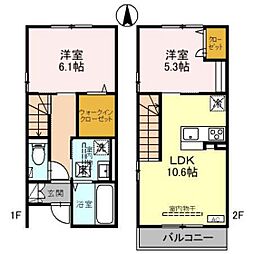 チェリーサイド 2LDKの間取図画像