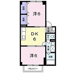 アパルトマン中央 2DKの間取図画像