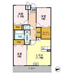 シャトルジュネス2 3LDKの間取図画像