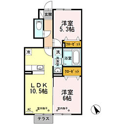 カレンデュラ2 2LDKの間取図画像