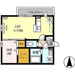 D-Room寺町 1LDKの間取図画像