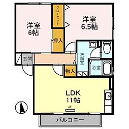 カーサ・メルベーユ 1階2LDKの間取り