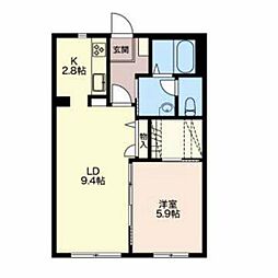 ヴィラ　クオーレ 1階1LDKの間取り