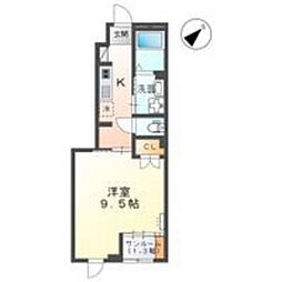 ポンテ　アルコバレーノ 1階1Kの間取り