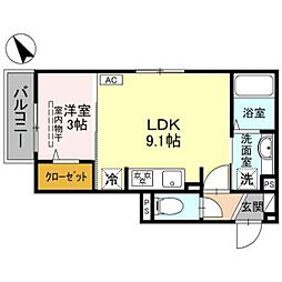 Ｔｈｅ・Ｔｒａｎｇｕｉｌ（ザ・トラングイル） 202 2階1LDKの間取り