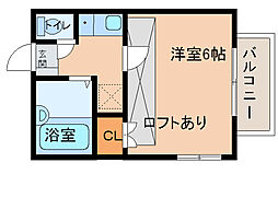 Ｊハイツ 2階1Kの間取り