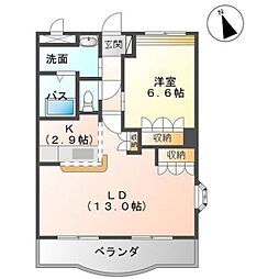 サイネリア−ＫI 1階1LDKの間取り