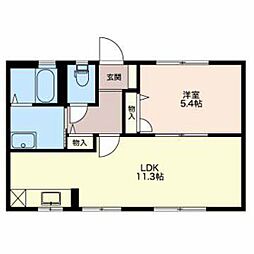 クルーザーバレー 1階1LDKの間取り