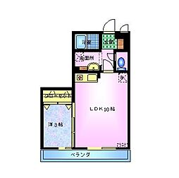 フルール・ド・ヴェール1 1LDKの間取図画像
