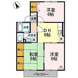 セジュール北浦A 3DKの間取図画像