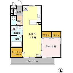 ルナリエK 1LDKの間取図画像