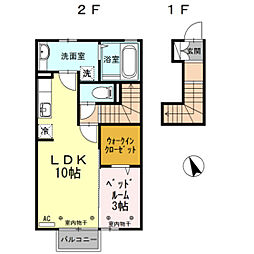 Coco米島 1LDKの間取図画像