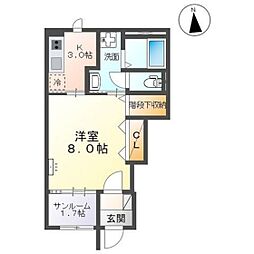 カナロア∨ 1Kの間取図画像