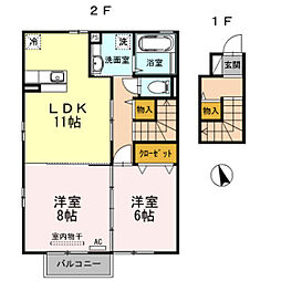 ガーデンローリエ 2LDKの間取図画像