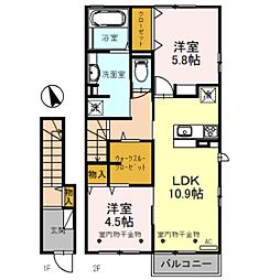 錦ガーデン東 2LDKの間取図画像