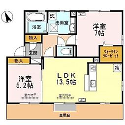 クオーレB 2LDKの間取図画像