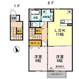 ガーデンローリエ 2LDKの間取図画像