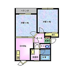 ハイムウエスト・コーストC 2DKの間取図画像