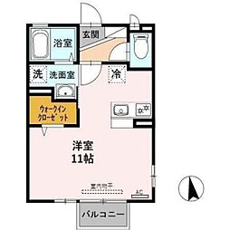 D-Room下黒田 ワンルームの間取図画像