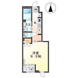 メゾンリ・イル2 1Kの間取図画像