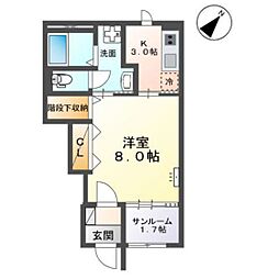 Coco Leaf 1Kの間取図画像