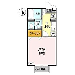 アルタミネ 1Kの間取図画像