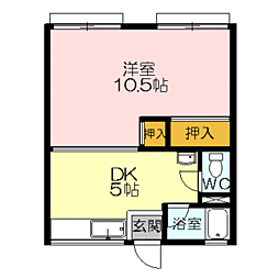 コーポ松本 1DKの間取図画像