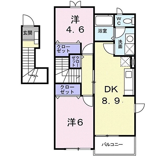 ウエストサンＡ 201｜鳥取県米子市新開7丁目(賃貸アパート2DK・2階・51.67㎡)の写真 その2