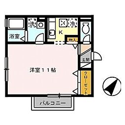 エクセレンス　タイムＡ棟 1階1Kの間取り