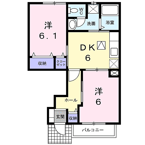 フォーリストＢ 103｜鳥取県米子市夜見町(賃貸アパート2DK・1階・45.82㎡)の写真 その2