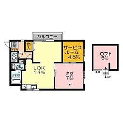 メゾン・ルメックス 2階1SLDKの間取り
