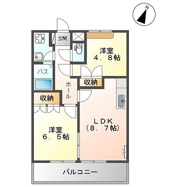 サンフラワー 203｜鳥取県境港市米川町(賃貸アパート2DK・2階・48.00㎡)の写真 その2