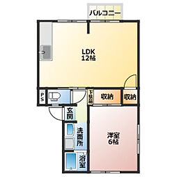 プラースモトイケB 1LDKの間取図画像