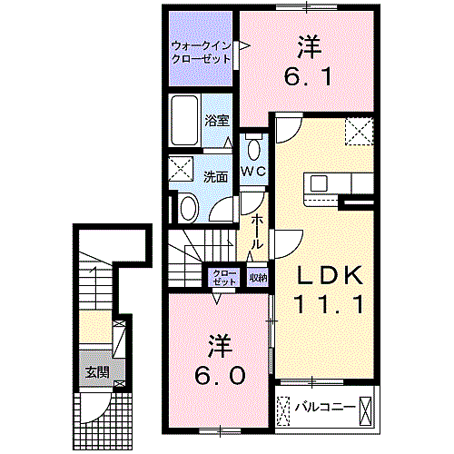 ホープ・アイ 204｜鳥取県境港市上道町(賃貸アパート2LDK・2階・58.60㎡)の写真 その2