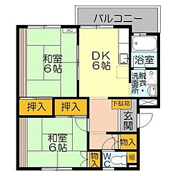ファミール市川 3階2DKの間取り