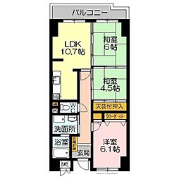 サーパス錦町 7階3LDKの間取り