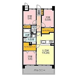 アルファスマート西福原 6階3LDKの間取り