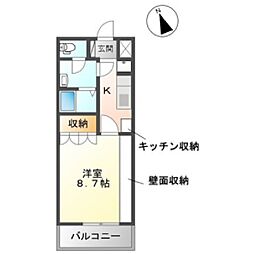 ベル  ルージュ 1階1Kの間取り