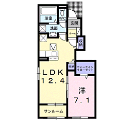 フリージアＢ 1階1LDKの間取り