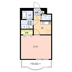 スカイマンションＤ 4階1Kの間取り