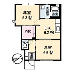 フェリーチェA 2DKの間取図画像