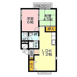 メゾンラメール 1階2LDKの間取り