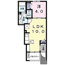 フルール・ユー 1階1LDKの間取り