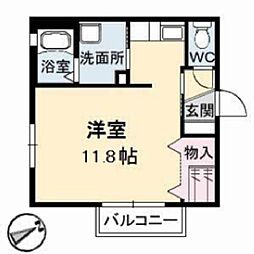 グリーンビューＭＪ　Ａ棟 2階ワンルームの間取り