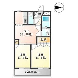 エレガントモレノ 2DKの間取図画像
