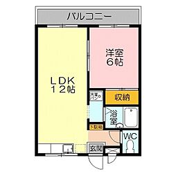 ペルル渡辺 1LDKの間取図画像
