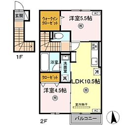 ラクードシャC 2LDKの間取図画像