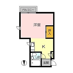 メゾンドサフラン 1Kの間取図画像