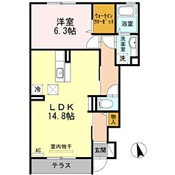 ライブコートA 1LDKの間取図画像